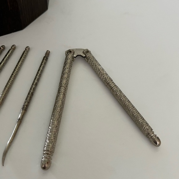 Vermillion Vintage Nut Bowl set / nutcracker and 4 nut pics - Functional Art - Picture 7 of 17